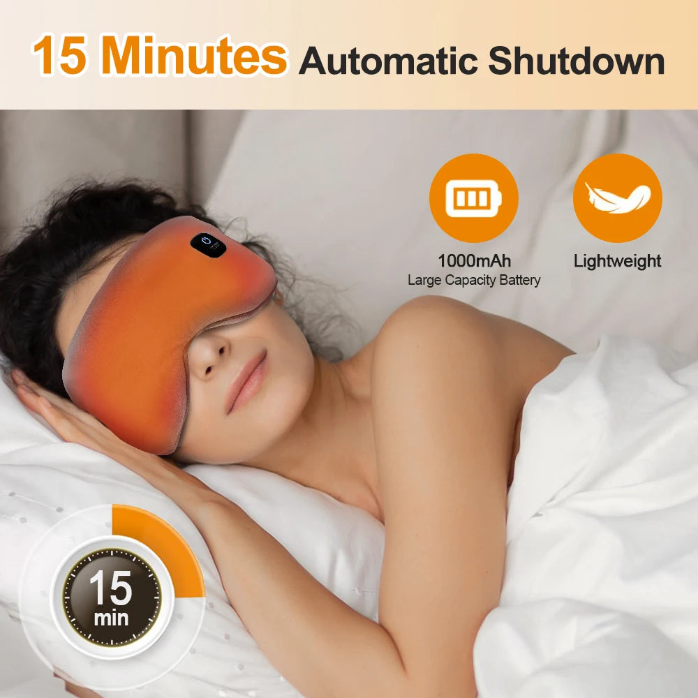 The Warm Lid heated eye mask being worn