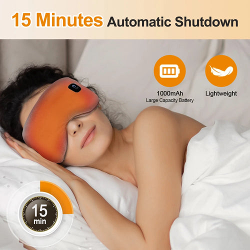 The Warm Lid heated eye mask being worn